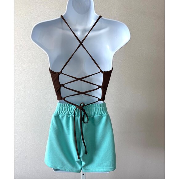 Coquette Soft Girl Lounge Bundle S Summer Ribbed Crop Tops + Sweat Shorts NWT - Picture 7 of 16